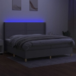 Εικόνα της Κρεβάτι Boxspring με Στρώμα & LED Αν.Γκρι 200x200εκ. Υφασμάτινο Hobbo