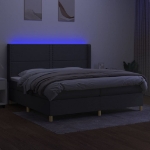 Εικόνα της Κρεβάτι Boxspring με Στρώμα & LED Σκ.Γκρι 200x200εκ. Υφασμάτινο Hobbo