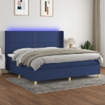 Εικόνα της Κρεβάτι Boxspring με Στρώμα & LED Μπλε 200x200 εκ. Υφασμάτινο Hobbo