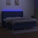 Εικόνα της Κρεβάτι Boxspring με Στρώμα & LED Μπλε 200x200 εκ. Υφασμάτινο Hobbo