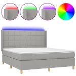 Εικόνα της Κρεβάτι Boxspring με Στρώμα & LED Αν.Γκρι 180x200εκ. Υφασμάτινο Hobbo