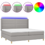 Εικόνα της Κρεβάτι Boxspring με Στρώμα & LED Αν.Γκρι 200x200εκ. Υφασμάτινο Hobbo