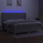 Εικόνα της Κρεβάτι Boxspring με Στρώμα & LED Αν.Γκρι 200x200εκ. Υφασμάτινο Hobbo