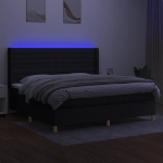 Εικόνα της Κρεβάτι Boxspring με Στρώμα & LED Μαύρο 200x200 εκ. Υφασμάτινο Hobbo