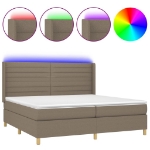 Εικόνα της Κρεβάτι Boxspring με Στρώμα & LED Taupe 200x200 εκ. Υφασμάτινο Hobbo