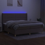 Εικόνα της Κρεβάτι Boxspring με Στρώμα & LED Taupe 200x200 εκ. Υφασμάτινο Hobbo