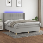 Εικόνα της Κρεβάτι Boxspring με Στρώμα & LED Αν.Γκρι 180x200εκ. Υφασμάτινο Hobbo