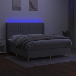 Εικόνα της Κρεβάτι Boxspring με Στρώμα & LED Αν.Γκρι 180x200εκ. Υφασμάτινο Hobbo