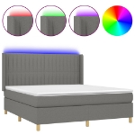 Εικόνα της Κρεβάτι Boxspring με Στρώμα & LED Σκ.Γκρι 180x200 εκ Υφασμάτινο Hobbo