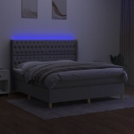 Εικόνα της Κρεβάτι Boxspring με Στρώμα & LED Αν.Γκρι 180x200εκ. Υφασμάτινο Hobbo