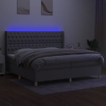 Εικόνα της Κρεβάτι Boxspring με Στρώμα & LED Αν.Γκρι 200x200εκ. Υφασμάτινο Hobbo