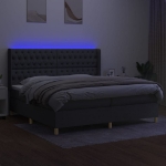 Εικόνα της Κρεβάτι Boxspring με Στρώμα & LED Σκ.Γκρι 200x200εκ. Υφασμάτινο Hobbo