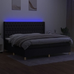 Εικόνα της Κρεβάτι Boxspring με Στρώμα & LED Μαύρο 200x200 εκ. Υφασμάτινο Hobbo