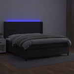 Εικόνα της Κρεβάτι Boxspring με Στρώμα & LED Μαύρο 180x200 εκ. Συνθ. Δέρμα Hobbo