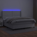 Εικόνα της Κρεβάτι Boxspring με Στρώμα & LED Λευκό 180x200 εκ. Συνθ. Δέρμα Hobbo