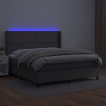 Εικόνα της Κρεβάτι Boxspring με Στρώμα & LED Γκρι 180x200 εκ. Συνθ. Δέρμα Hobbo