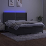 Εικόνα της Κρεβάτι Boxspring με Στρώμα & LED Σκ. Γκρι 180x200εκ. Βελούδινο Hobbo