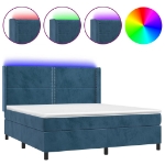 Εικόνα της Κρεβάτι Boxspring με Στρώμα & LED Σκ. Μπλε 180x200εκ. Βελούδινο Hobbo