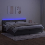 Εικόνα της Κρεβάτι Boxspring με Στρώμα & LED Σκ. Γκρι 200x200εκ. Βελούδινο Hobbo