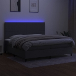 Εικόνα της Κρεβάτι Boxspring με Στρώμα & LED Σκ.Γκρι 200x200εκ. Υφασμάτινο Hobbo