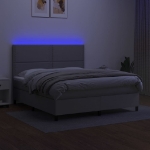 Εικόνα της Κρεβάτι Boxspring με Στρώμα & LED Αν.Γκρι 180x200εκ. Υφασμάτινο Hobbo