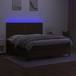 Εικόνα της Κρεβάτι Boxspring με Στρώμα & LED Σκ.Καφέ 180x200εκ. Υφασμάτινο Hobbo