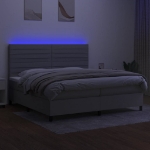 Εικόνα της Κρεβάτι Boxspring με Στρώμα & LED Αν.Γκρι 200x200εκ. Υφασμάτινο Hobbo