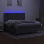 Εικόνα της Κρεβάτι Boxspring με Στρώμα & LED Σκ.Γκρι 180x200 εκ Υφασμάτινο Hobbo