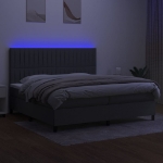 Εικόνα της Κρεβάτι Boxspring με Στρώμα & LED Σκ.Γκρι 200x200εκ. Υφασμάτινο Hobbo