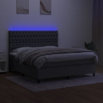 Εικόνα της Κρεβάτι Boxspring με Στρώμα & LED Σκ.Γκρι 180x200 εκ Υφασμάτινο Hobbo