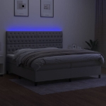 Εικόνα της Κρεβάτι Boxspring με Στρώμα & LED Αν.Γκρι 200x200εκ. Υφασμάτινο Hobbo