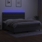 Εικόνα της Κρεβάτι Boxspring με Στρώμα & LED Σκ.Γκρι 200x200εκ. Υφασμάτινο Hobbo