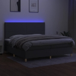 Εικόνα της Κρεβάτι Boxspring με Στρώμα & LED Σκ.Γκρι 200x200εκ. Υφασμάτινο Hobbo