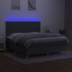 Εικόνα της Κρεβάτι Boxspring με Στρώμα & LED Σκ.Γκρι 180x200 εκ Υφασμάτινο Hobbo