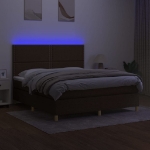 Εικόνα της Κρεβάτι Boxspring με Στρώμα & LED Σκ.Καφέ 180x200εκ. Υφασμάτινο Hobbo