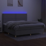 Εικόνα της Κρεβάτι Boxspring με Στρώμα & LED Αν.Γκρι 200x200εκ. Υφασμάτινο Hobbo