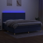 Εικόνα της Κρεβάτι Boxspring με Στρώμα & LED Μπλε 200x200 εκ. Υφασμάτινο Hobbo