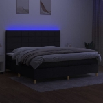 Εικόνα της Κρεβάτι Boxspring με Στρώμα & LED Μαύρο 200x200 εκ. Υφασμάτινο Hobbo