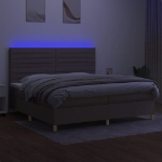 Εικόνα της Κρεβάτι Boxspring με Στρώμα & LED Taupe 200x200 εκ. Υφασμάτινο Hobbo