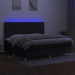 Εικόνα της Κρεβάτι Boxspring με Στρώμα & LED Μαύρο 200x200 εκ. Υφασμάτινο Hobbo