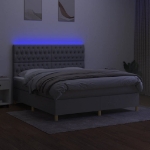 Εικόνα της Κρεβάτι Boxspring με Στρώμα & LED Αν.Γκρι 180x200εκ. Υφασμάτινο Hobbo