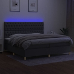 Εικόνα της Κρεβάτι Boxspring με Στρώμα & LED Σκ.Γκρι 200x200εκ. Υφασμάτινο Hobbo