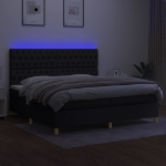 Εικόνα της Κρεβάτι Boxspring με Στρώμα & LED Μαύρο 200x200 εκ. Υφασμάτινο Hobbo