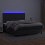 Εικόνα της Κρεβάτι Boxspring με Στρώμα & LED Μαύρο 180x200 εκ. Συνθ. Δέρμα Hobbo