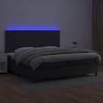 Εικόνα της Κρεβάτι Boxspring με Στρώμα & LED Μαύρο 200x200 εκ. Συνθ. Δέρμα Hobbo