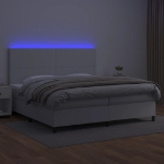 Εικόνα της Κρεβάτι Boxspring με Στρώμα & LED Λευκό 200x200 εκ. Συνθ. Δέρμα Hobbo