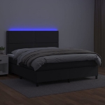 Εικόνα της Κρεβάτι Boxspring με Στρώμα & LED Μαύρο 180x200 εκ. Συνθ. Δέρμα Hobbo