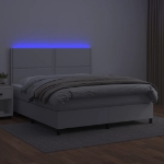 Εικόνα της Κρεβάτι Boxspring με Στρώμα & LED Λευκό 180x200 εκ. Συνθ. Δέρμα Hobbo