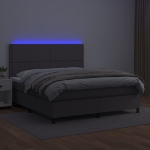 Εικόνα της Κρεβάτι Boxspring με Στρώμα & LED Γκρι 180x200 εκ. Συνθ. Δέρμα Hobbo