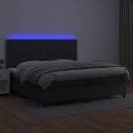 Εικόνα της Κρεβάτι Boxspring με Στρώμα & LED Μαύρο 200x200 εκ. Συνθ. Δέρμα Hobbo